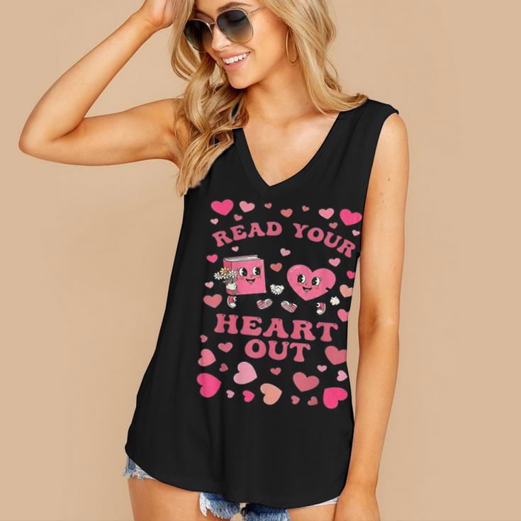 Book Lover Read Your Heart Out Teacher Valentines Women's V-Neck Tank Top Book Lover Read Your Heart Out Teacher Valentines Women's V-Neck Tank Top