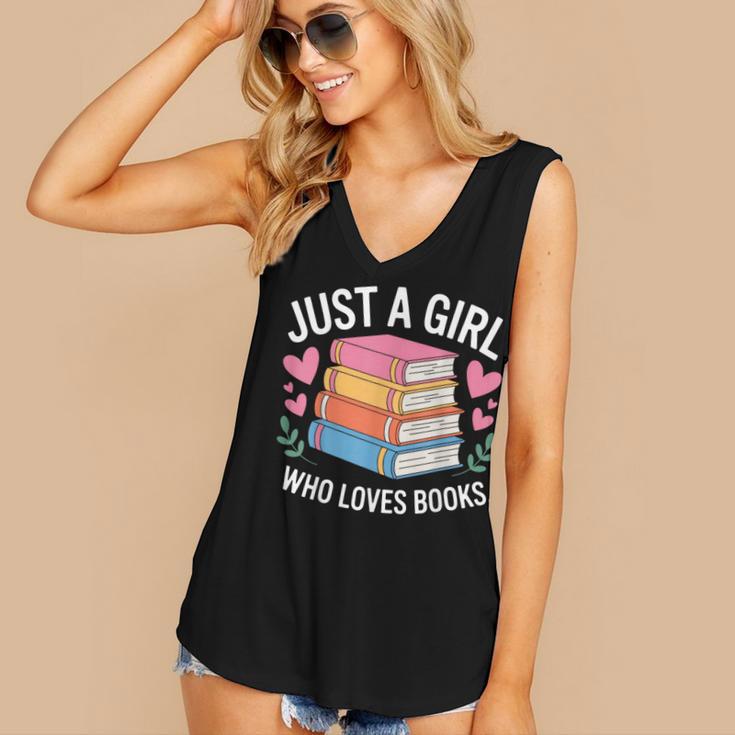 Book Nerd Just A Girl Who Loves Books Literary Enthusiast Women's V-Neck Tank Top
