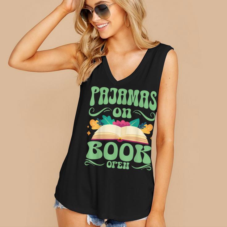 Book And Pajama Pajamas On Book Open Women's V-Neck Tank Top