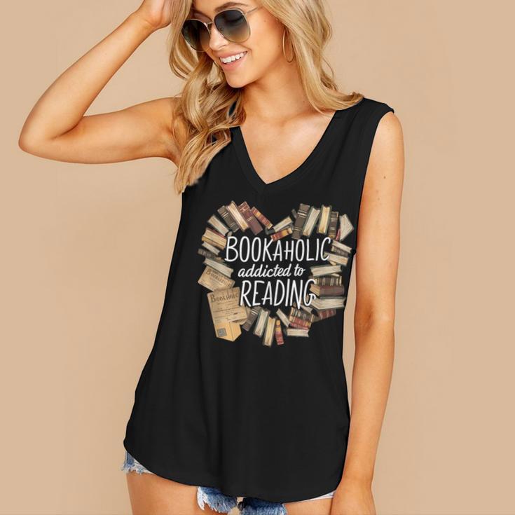 Bookaholic Addicted To Reading Book Lovers Literacy Women's V-Neck Tank Top