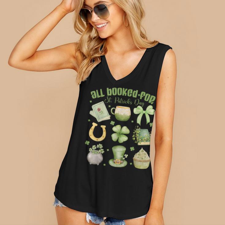 ALL Booked For St Patricks Day Bookish Leprechaun Bookworm Women's V-Neck Tank Top