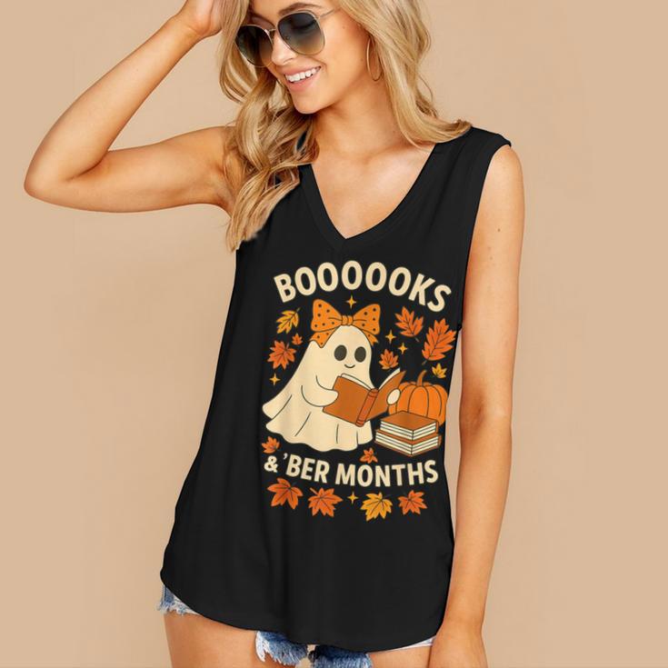 Books And BER Months Fall Librarian Reading Halloween Women's V-Neck Tank Top Books And BER Months Fall Librarian Reading Halloween Women's V-Neck Tank Top