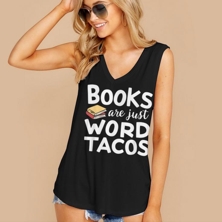 BOOKS ARE JUST WORD TACOS Women's V-Neck Tank Top BOOKS ARE JUST WORD TACOS Women's V-Neck Tank Top