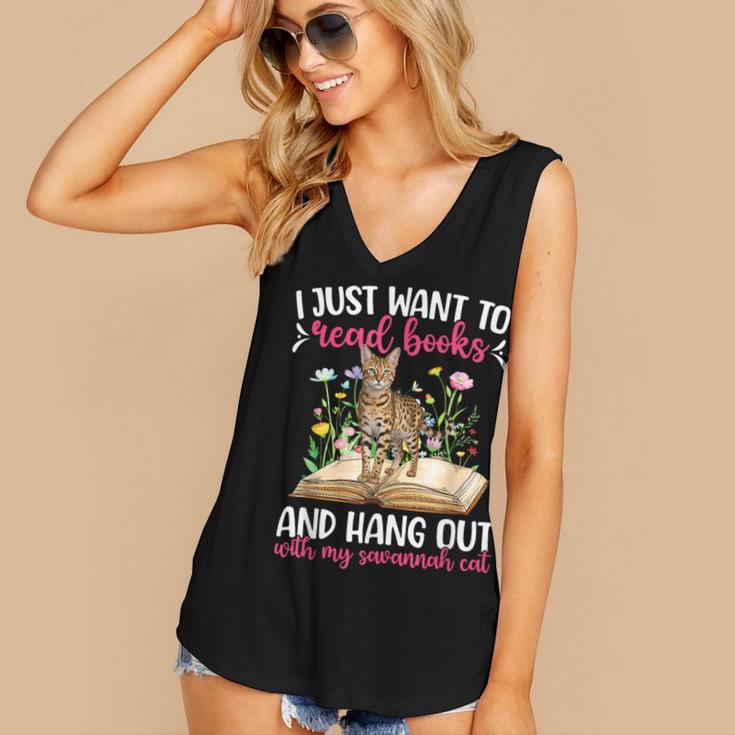 Books And My Savannah Cat Owner Savannah Cat Lover Women's V-Neck Tank Top Books And My Savannah Cat Owner Savannah Cat Lover Women's V-Neck Tank Top