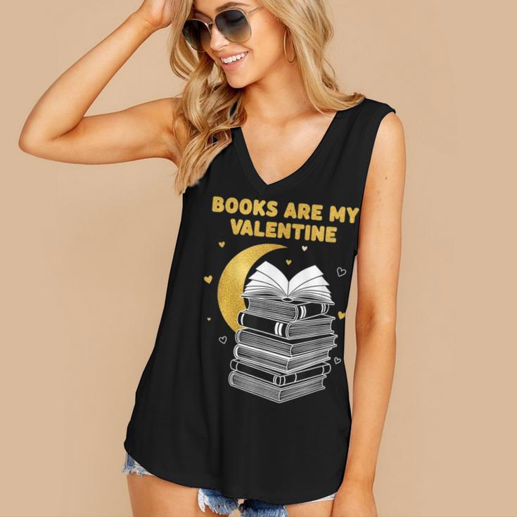 Books Are My Valentine Cute Book Lover Valentine's Day Women's V-Neck Tank Top
