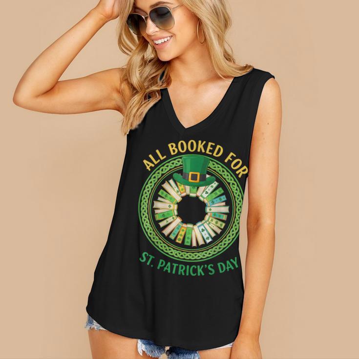 Bookworm Irish All Booked For St Patrick's Day Book Lover Women's V-Neck Tank Top Bookworm Irish All Booked For St Patrick's Day Book Lover Women's V-Neck Tank Top
