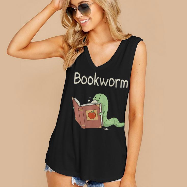 Bookworm Worm Reading Book Lover Read Books Librarian Women's V-Neck Tank Top Bookworm Worm Reading Book Lover Read Books Librarian Women's V-Neck Tank Top
