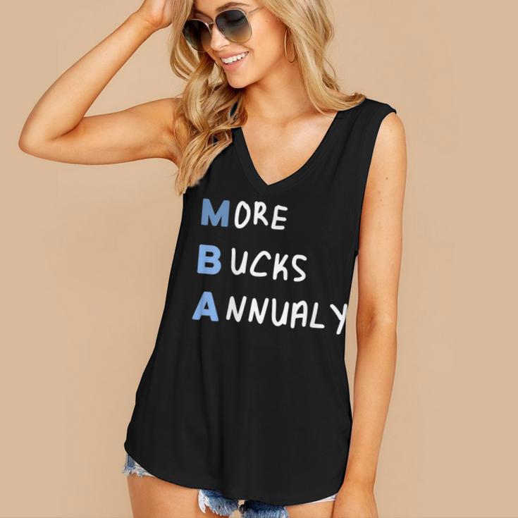 More Bucks Annually MBA Graduation Shirt Women's V-Neck Tank Top