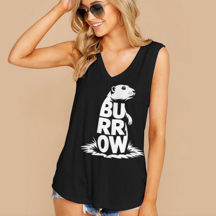 Burrow Prairie Dog Word Art Introvert Nature Retreat Men Women Kids Women's V-Neck Tank Top