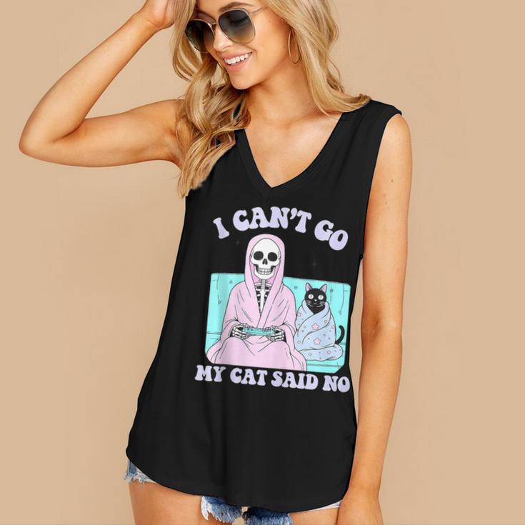 I Can't Go My Cat Said No Introvert Anxiety Cat Lover Women's V-Neck Tank Top I Can't Go My Cat Said No Introvert Anxiety Cat Lover Women's V-Neck Tank Top