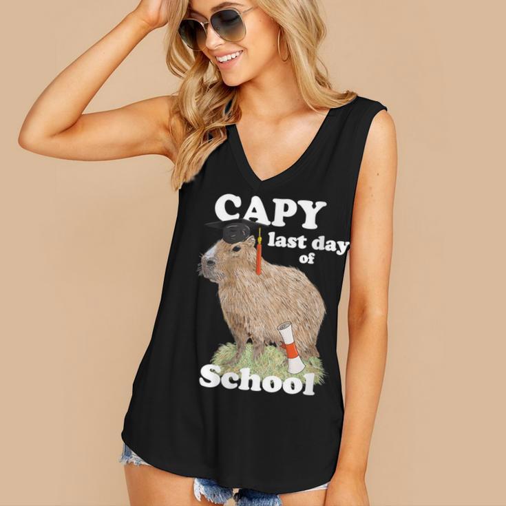 Capy Last Day Of School Capybara Graduation Quote Women's V-Neck Tank Top