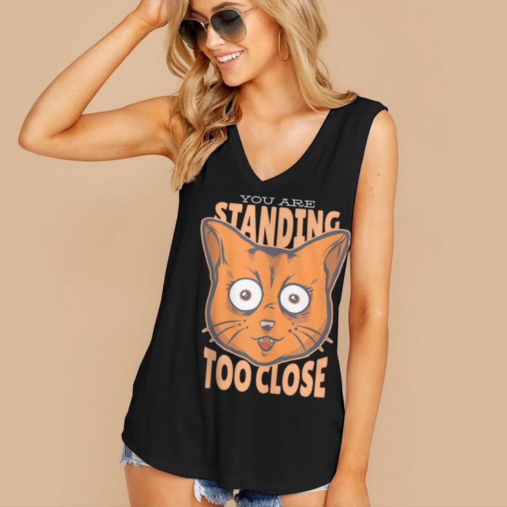 Cat Lover Antisocial Too Close Introvert People Hater Women's V-Neck Tank Top