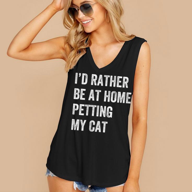 Cat Owner Introvert Stay Home Rather Pet Cat Women's V-Neck Tank Top