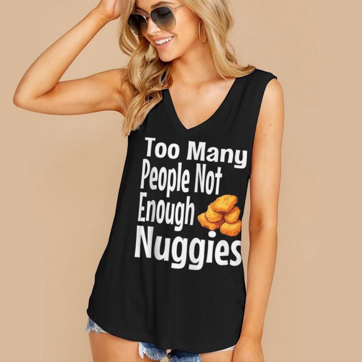 Chicken Nugget Saying Introvert Nuggie Foodie Food Women's V-Neck Tank Top Chicken Nugget Saying Introvert Nuggie Foodie Food Women's V-Neck Tank Top