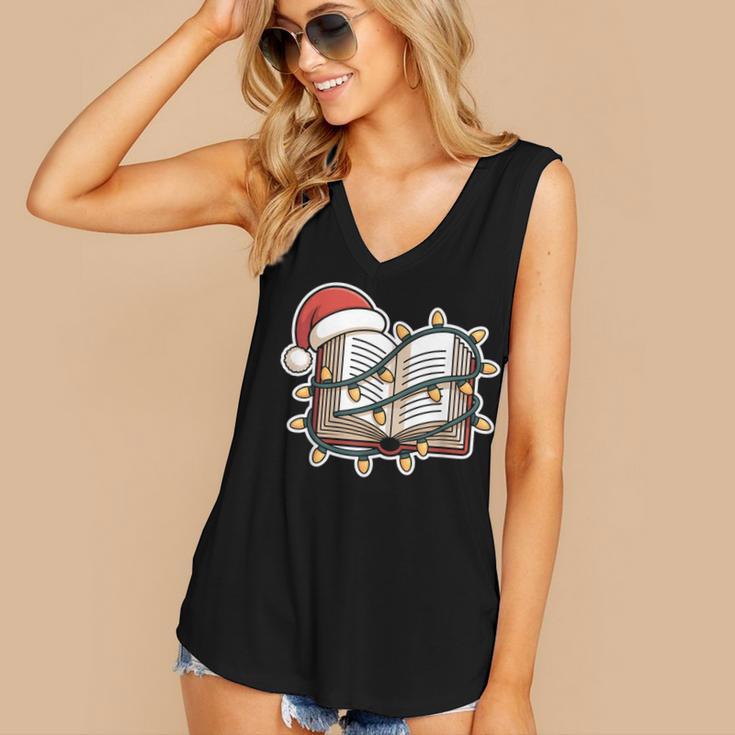 Christmas Book Festive Holiday Xmas Women's V-Neck Tank Top Christmas Book Festive Holiday Xmas Women's V-Neck Tank Top