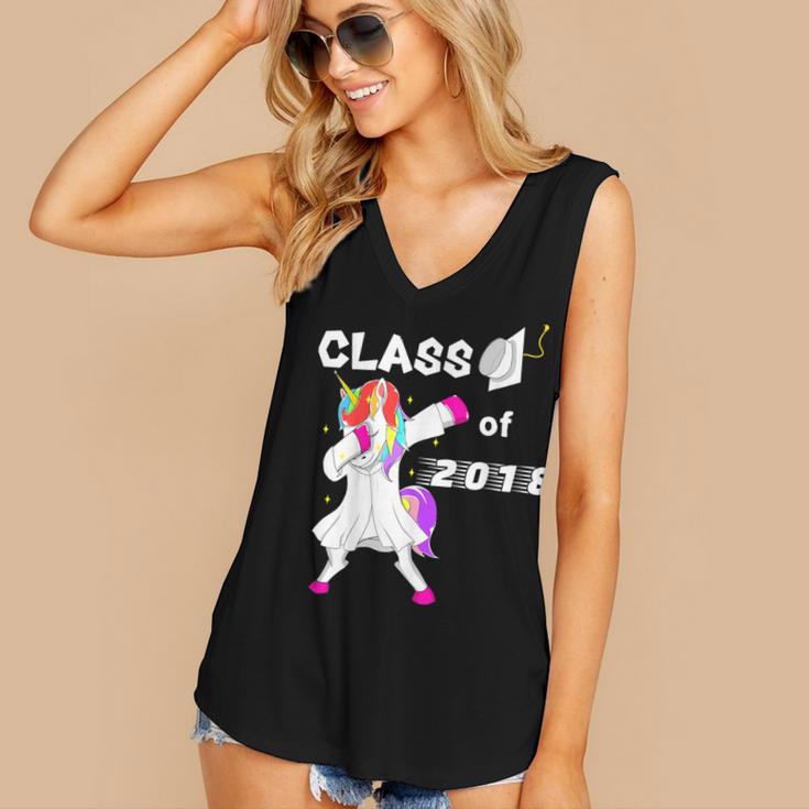Class Of 2018 Graduation Him Her Unicorn Dabbing Shirt Women's V-Neck Tank Top