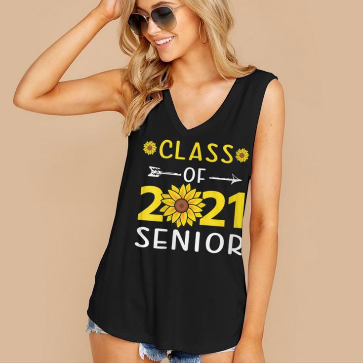 Class Of 2021 Senior Graduation Sunflower Women's V-Neck Tank Top