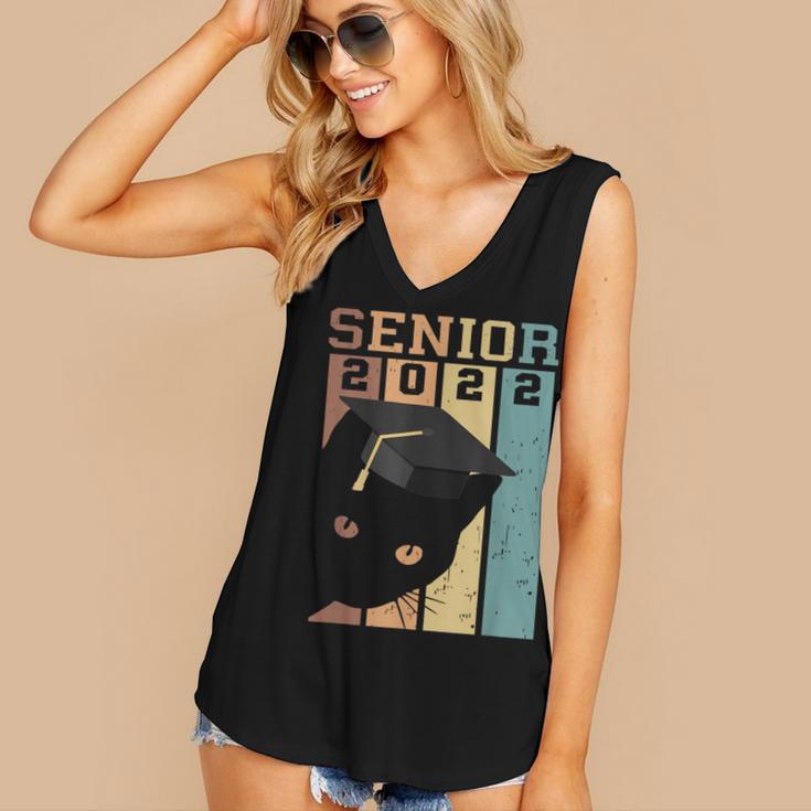 Class Of 2022 Graduation Cat Seniors Grad Women's V-Neck Tank Top