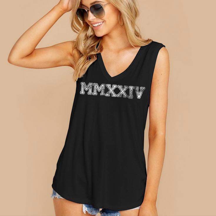Class Of 2024 MMXXIV Graduation Spirit Vintage Senior 2024 Women's V-Neck Tank Top