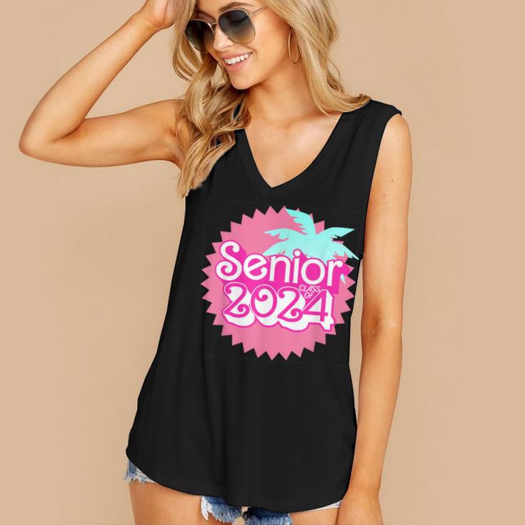 Class Of 2024 Senior Pink Retro Classic Girl Grad Graduation Women's V-Neck Tank Top