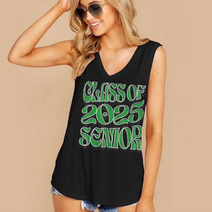 Class Of 2025 Senior Green Student Graduation Women's V-Neck Tank Top