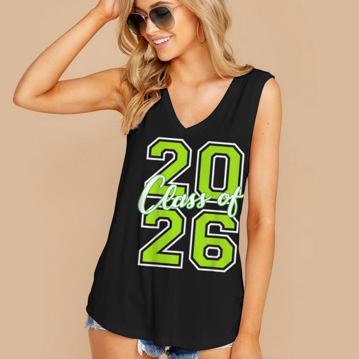 Class Of 2026 Graduation Varsity Lime Green Letters Women's V-Neck Tank Top