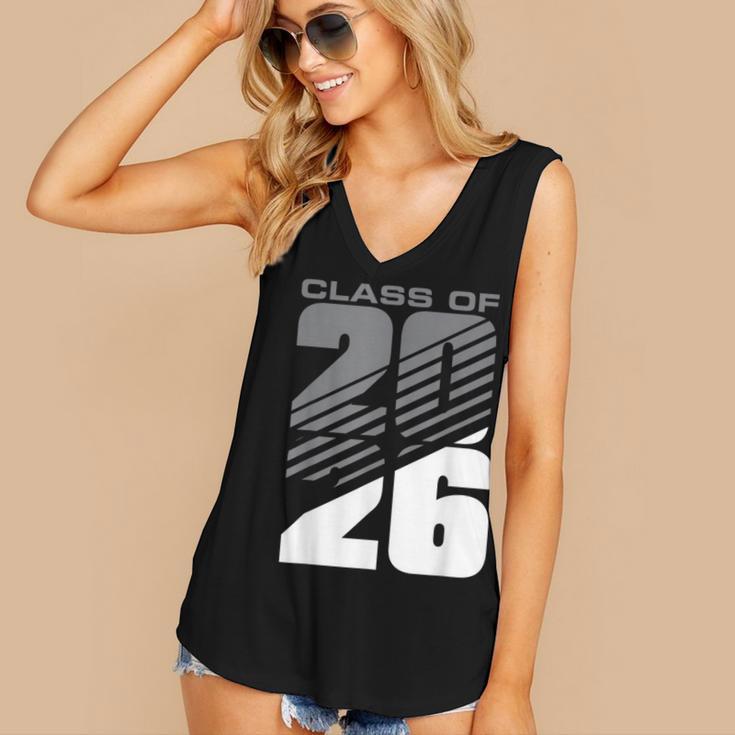 Class Of 2026 High School Senior Graduation Grey Sport Style Women's V-Neck Tank Top