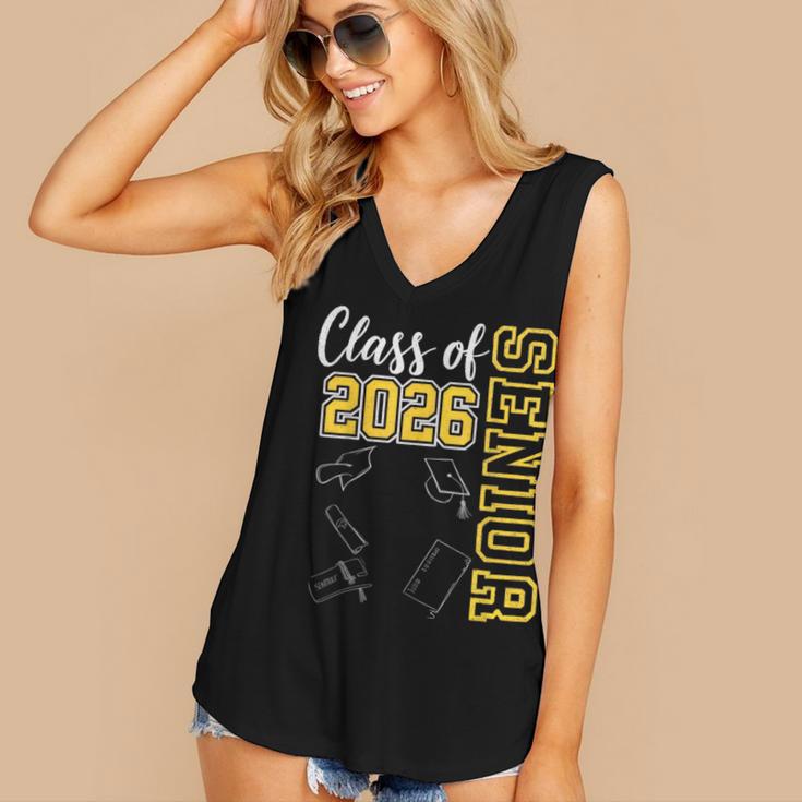 Class Of 2026 Senior 26 High School Graduation -Gold Women's V-Neck Tank Top