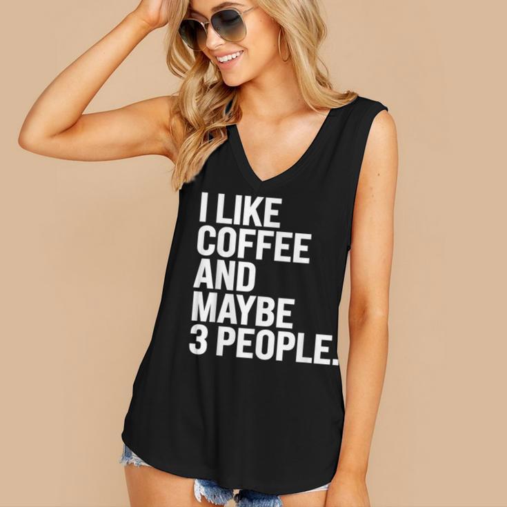 I Like Coffee Introvert Coffee Lovers Sarcastic Humor Women's V-Neck Tank Top I Like Coffee Introvert Coffee Lovers Sarcastic Humor Women's V-Neck Tank Top