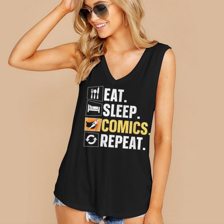 Comic Book Comic Stuff & Accessories -Adult Small Modern Letter Print Crew Collar Short Sleeve T-Shirt Women's V-Neck Tank Top