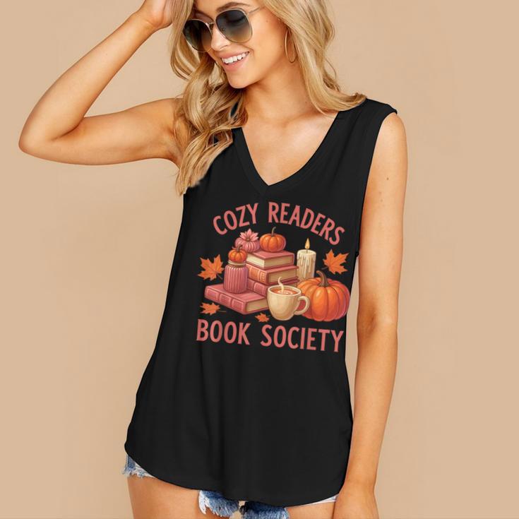 Cozy Readers Book Society Teacher Reading Floral Pumpkin Tee Women's V-Neck Tank Top Cozy Readers Book Society Teacher Reading Floral Pumpkin Tee Women's V-Neck Tank Top