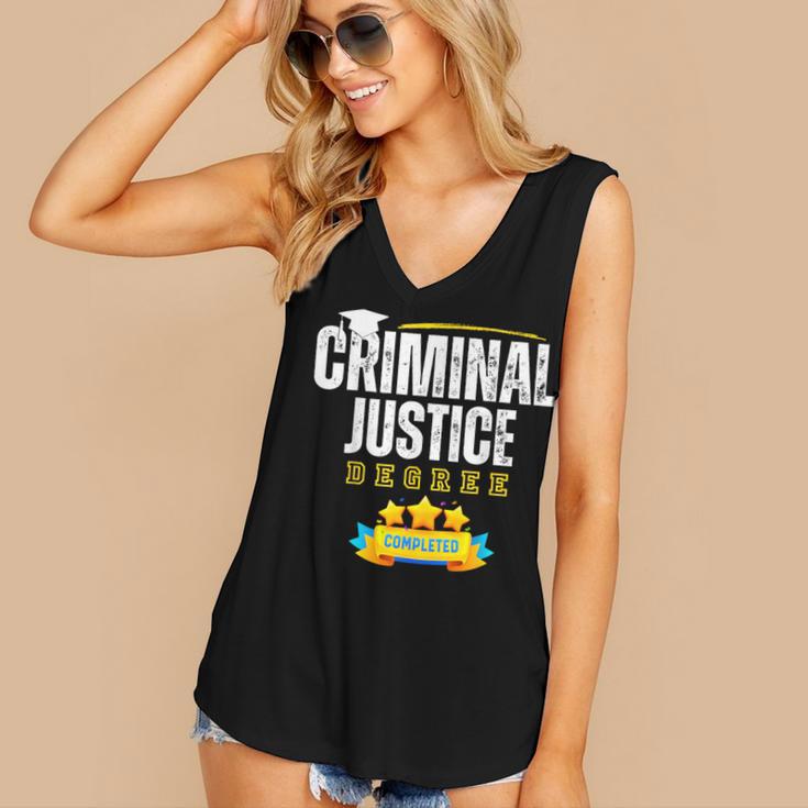 Criminal Justice Degree Graduation Senior Celebration Grad Women's V-Neck Tank Top