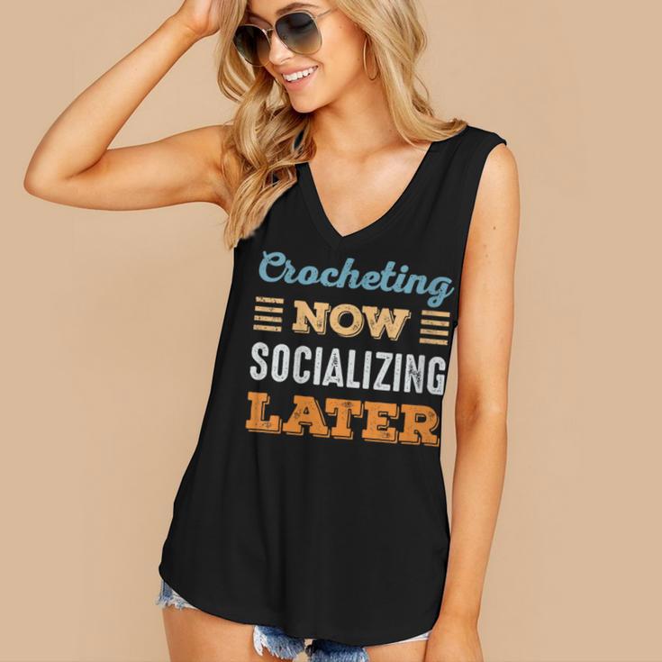Crocheting Now Minimal Socializing Introvert Vintage Women's V-Neck Tank Top Crocheting Now Minimal Socializing Introvert Vintage Women's V-Neck Tank Top