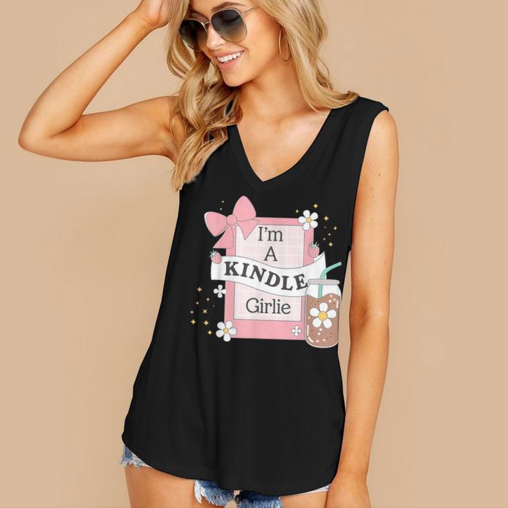 Cute Bookish Kindle Girlie Nerdy Read Book Lover Girl Women Women's V-Neck Tank Top