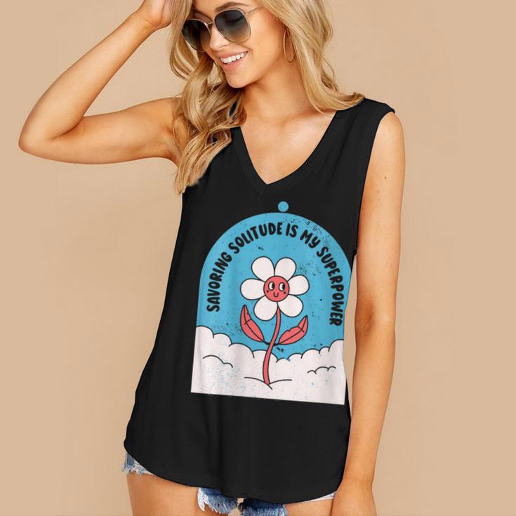 Cute Introvert Shy Teen Anti-Social Inner Strength Women's V-Neck Tank Top