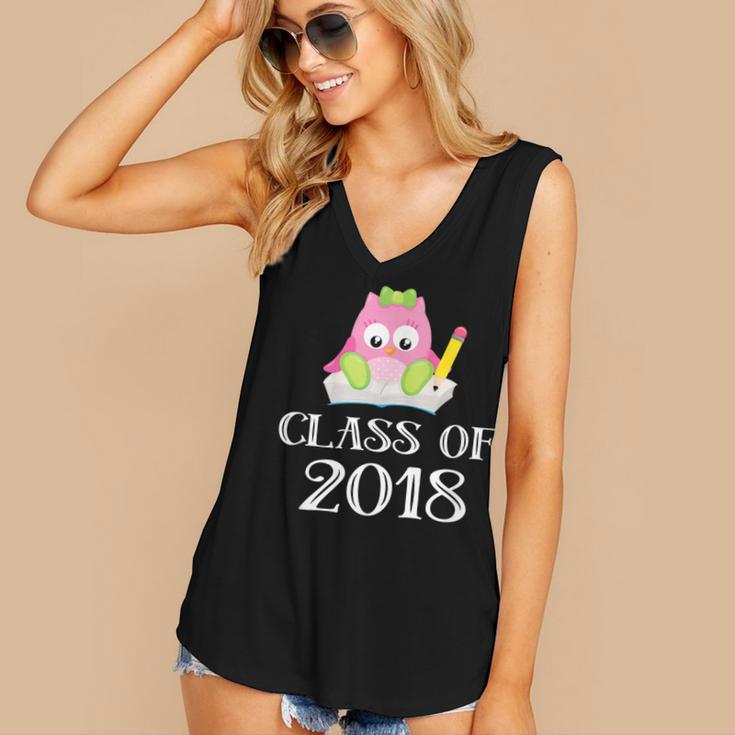 Cute Pink School Owl Class Of 2018 Graduation Women's V-Neck Tank Top
