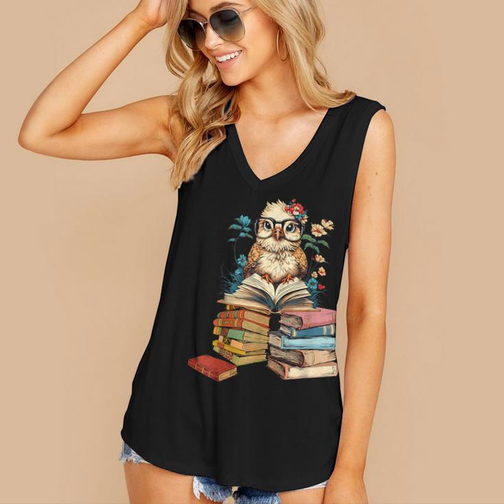 Cute Reading Chicken With Glasses Books Bookworm Reader Book Women's V-Neck Tank Top Cute Reading Chicken With Glasses Books Bookworm Reader Book Women's V-Neck Tank Top