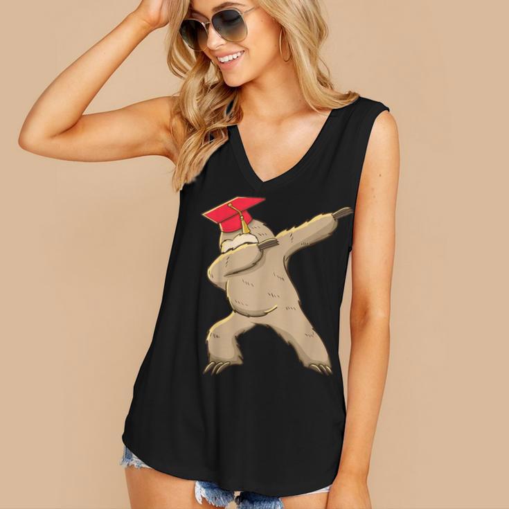 Dabbing Sloth School GraduationShirt For Kids Women's V-Neck Tank Top