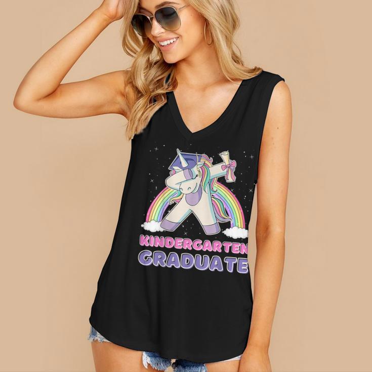 Dabbing Unicorn Kindergarten Graduation Dab Dance Girl Women's V-Neck Tank Top