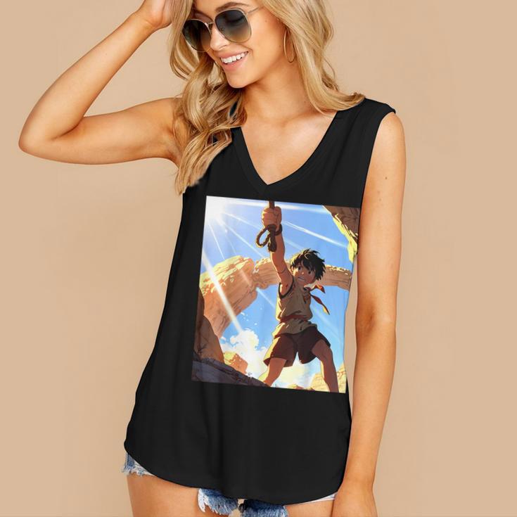 David And Goliath Bible Book Samuel King David Anime Manga Women's V-Neck Tank Top