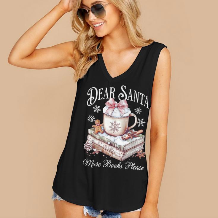 Dear Santa More Book Please Christmas Reading Book Librarian Women's V-Neck Tank Top