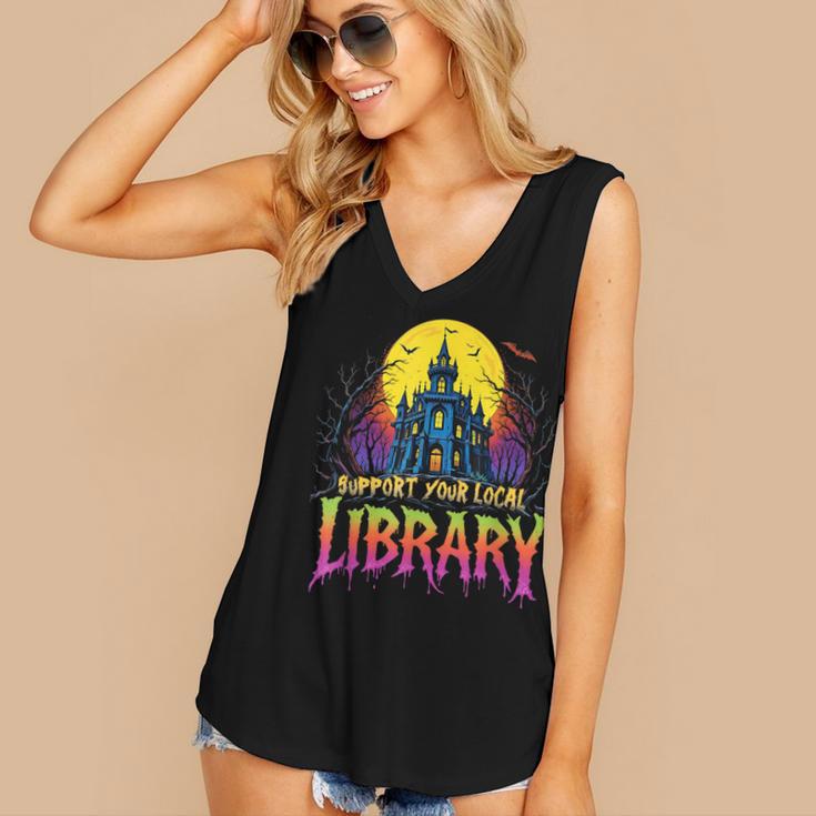 Death Gothic Support Your Local Library Lovers Book Women's V-Neck Tank Top