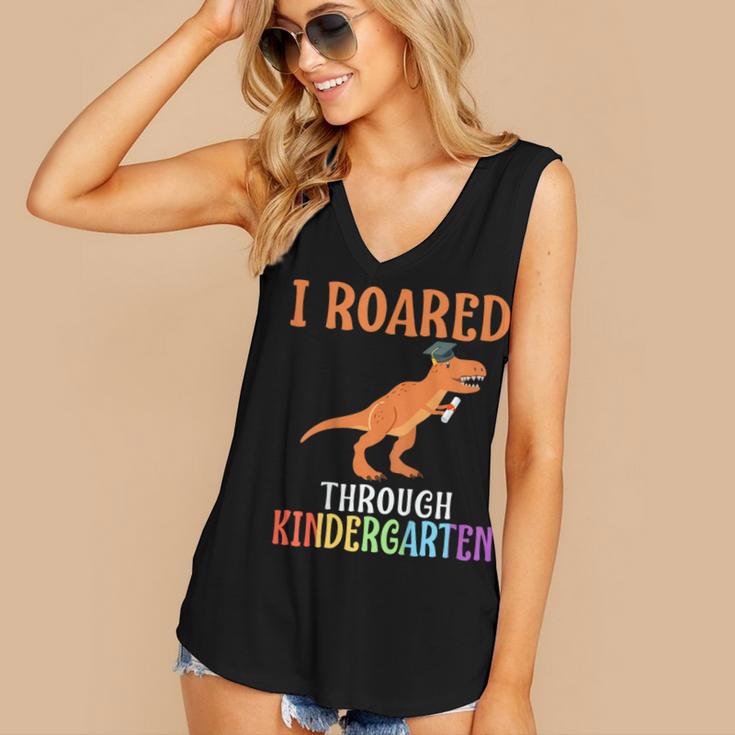 Dinosaur Graduation I Roared Through Kindergarten T-Shirt Women's V-Neck Tank Top