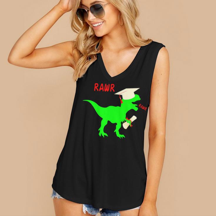 Dinosaur Rawr Diploma Grad Graduate Graduation Women's V-Neck Tank Top