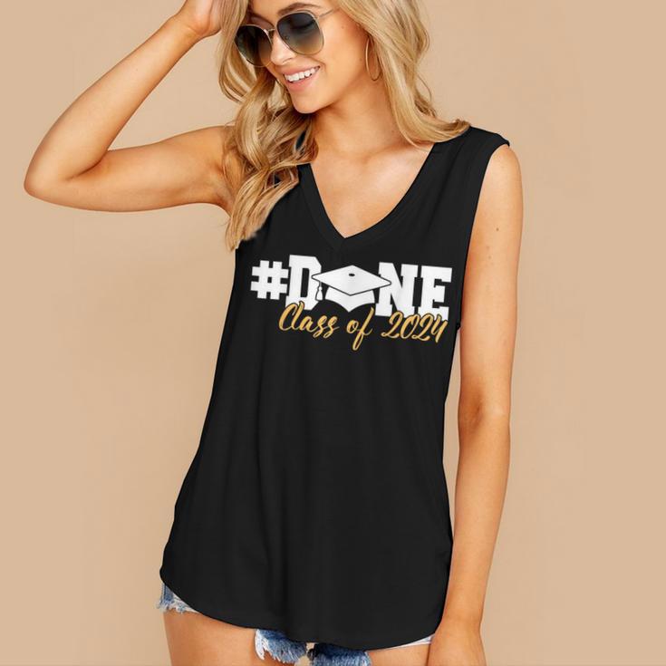 DONE Class Of 2024 Graduation For Her Him Grad Senior 2024 Women's V-Neck Tank Top