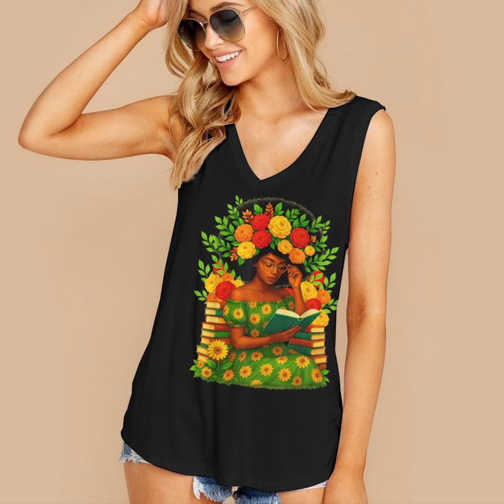 Educated Women Girls Reading Book Black History Month Women's V-Neck Tank Top