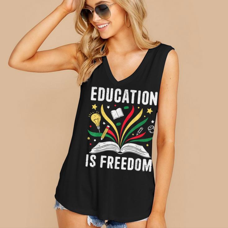 Education Is Freedom Books History Teacher Kids Women's V-Neck Tank Top