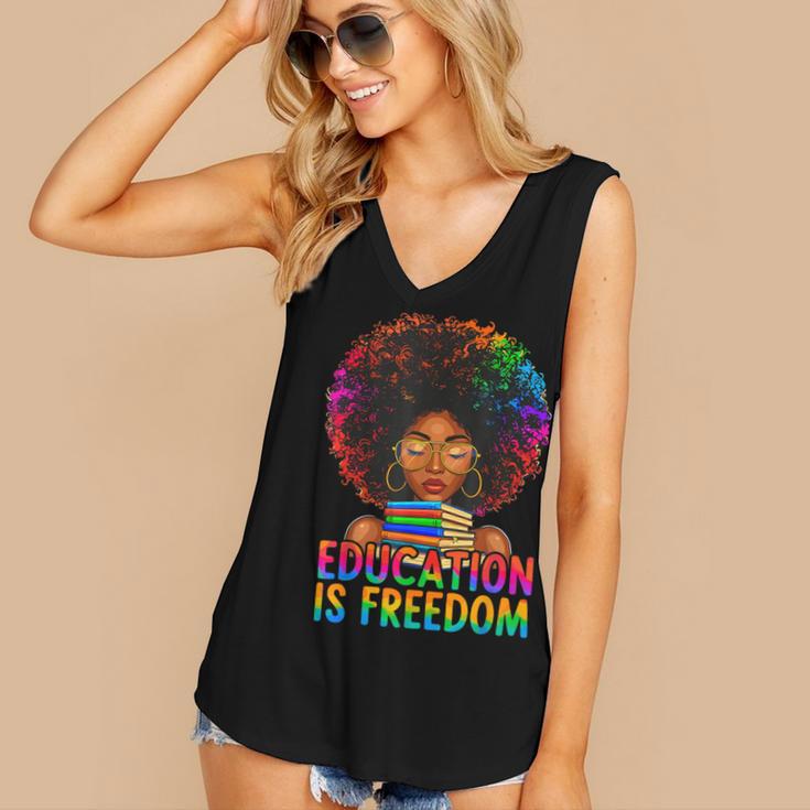 Education Is Freedom Teacher Books History Month Women's V-Neck Tank Top Education Is Freedom Teacher Books History Month Women's V-Neck Tank Top