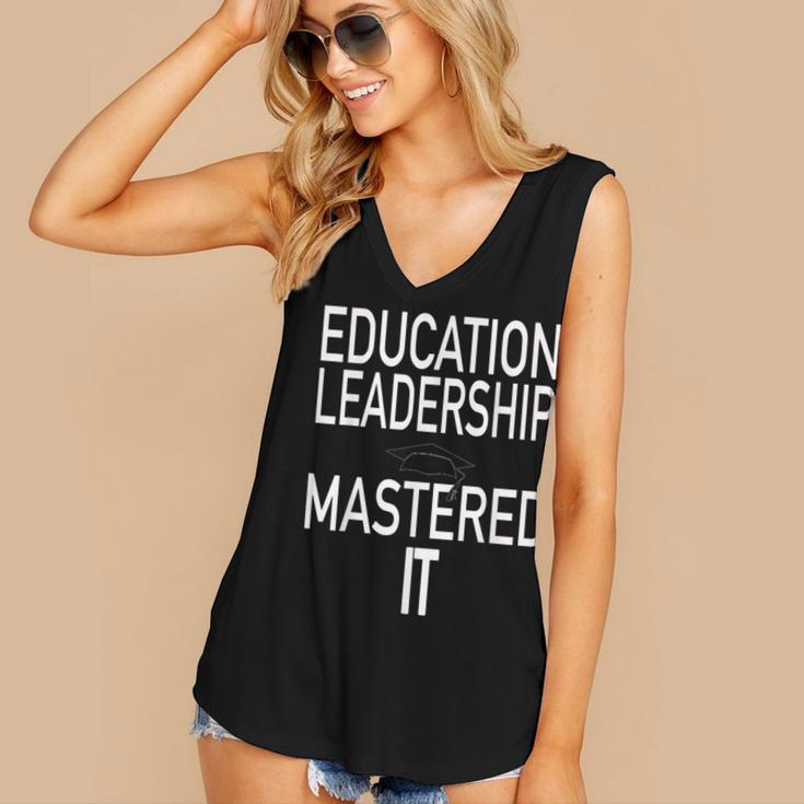 Education Leadership Masters Graduation Shirt Women's V-Neck Tank Top
