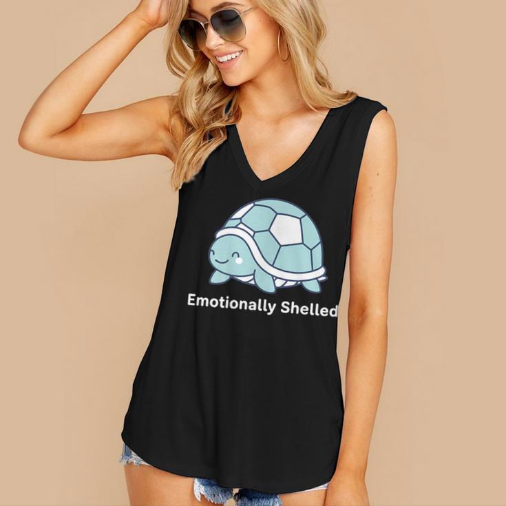 Emotionally Shelled Turtle Introvert Turtle Tee Women's V-Neck Tank Top Emotionally Shelled Turtle Introvert Turtle Tee Women's V-Neck Tank Top